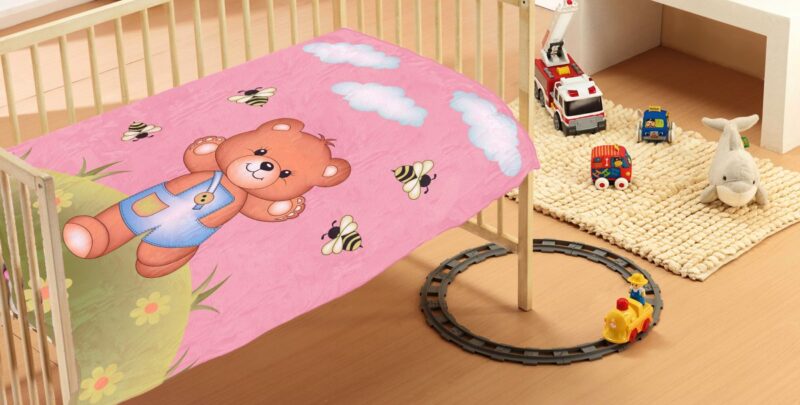 ΚΟΥΒΕΡΤΑ bebe Teddy Bear 02 110Χ140 Pink Βελουτέ polyester