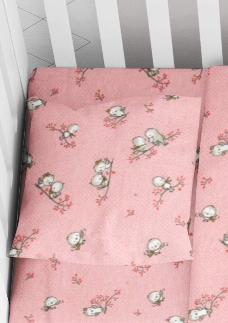ΜΑΞΙΛΑΡΟΘΗΚΗ ΕΜΠΡΙΜΕ bebe Birds 15 35Χ45 Pink Flannel cotton 100%