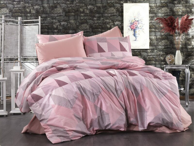 ΣΕΝΤΟΝΙΑ ΕΜΠΡΙΜΕ ΣΕΤ 3 τεμ Geometrical 331 160Χ240 Pink-Salmon Flannel cotton 100%