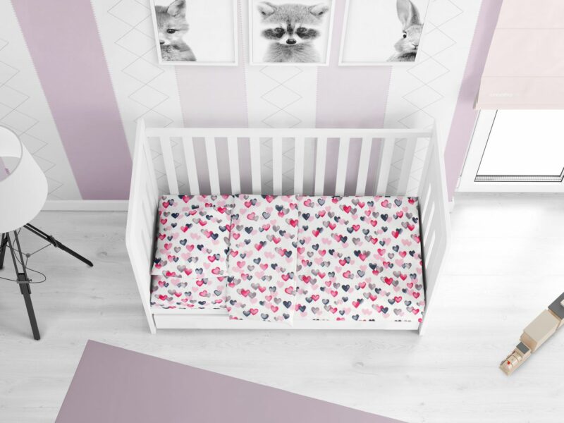 ΠΑΠΛΩΜΑ ΕΜΠΡΙΜΕ bebe Hearts 12 120X160 Grey-Pink Cotton 100%