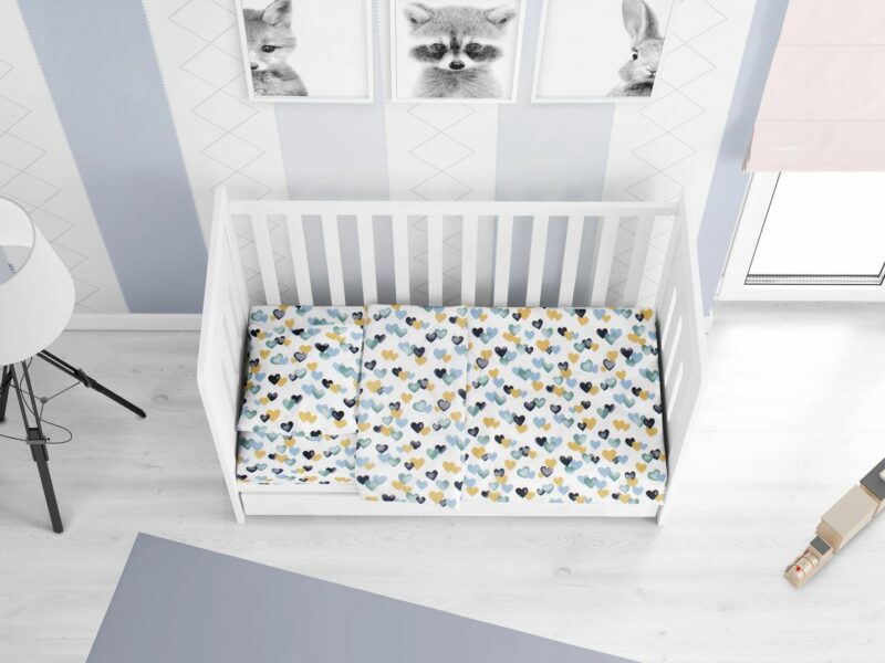 ΠΑΠΛΩΜΑΤΟΘΗΚΗ ΕΜΠΡΙΜΕ bebe Hearts 11 120Χ160 Grey-Green Cotton 100% 3542353