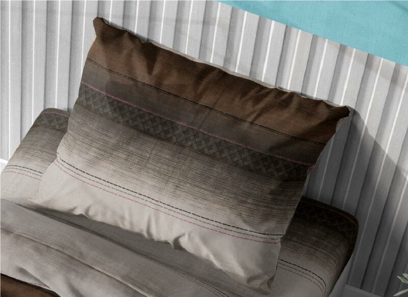 ΜΑΞΙΛΑΡΟΘΗΚΗ ΕΜΠΡΙΜΕ Hor.Stripes 01 50X70 Μπεζ-Γκρί Flannel Cotton 100%