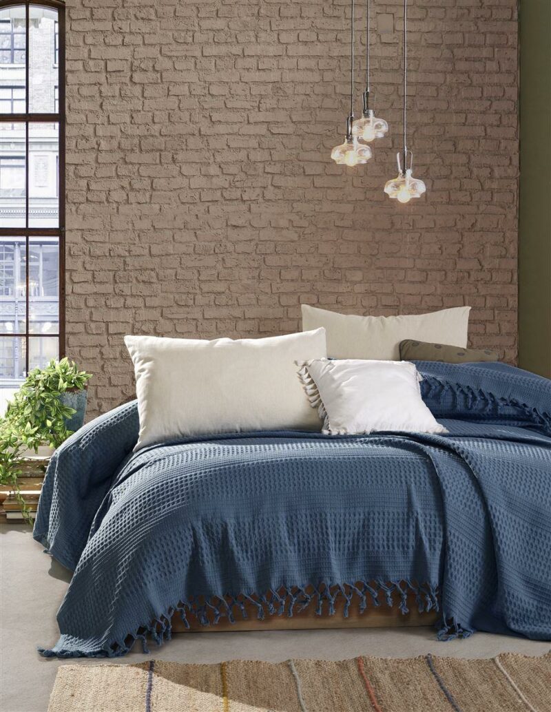 ΚΟΥΒΕΡΤΑ ΠΙΚΕ Dobby 220Χ240 Petrol Cotton 100% 3543450