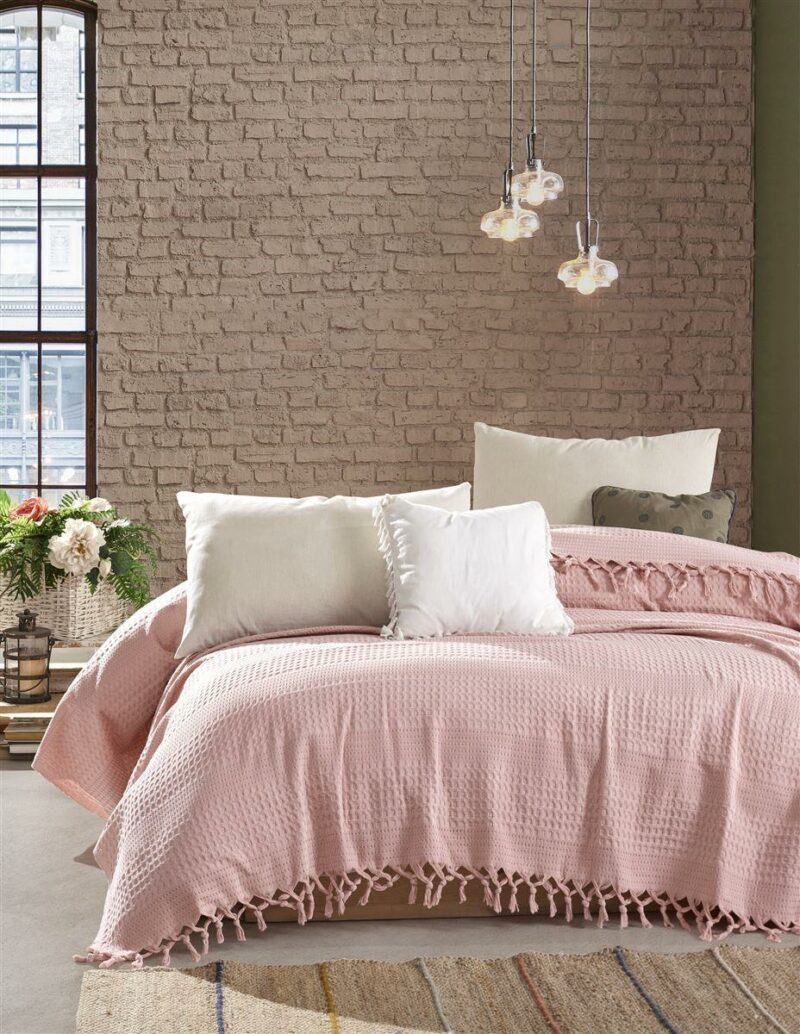 ΚΟΥΒΕΡΤΑ ΠΙΚΕ Dobby 220Χ240 Cashmere Pink Cotton 100% 3543459