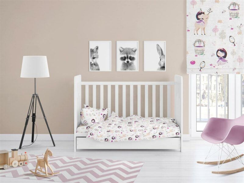 ΠΑΠΛΩΜΑ ΕΜΠΡΙΜΕ bebe Lily & Deer 179 120X160 White-Pink Cotton 100%