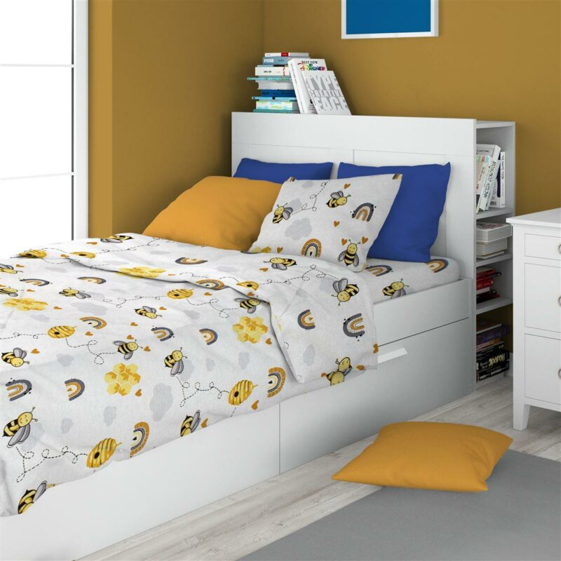 ΣΕΝΤΟΝΙΑ ΕΜΠΡΙΜΕ ΣΕΤ 3 τεμ kids Honey Bee 545 160X240 White-Yellow 100% Cotton