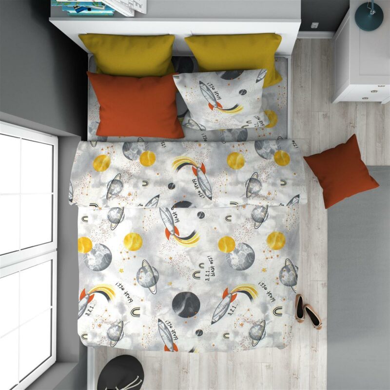 ΣΕΝΤΟΝΙΑ ΕΜΠΡΙΜΕ ΣΕΤ 3 τεμ kids Spaceship 187 160X240 Grey Cotton 100% 3637735