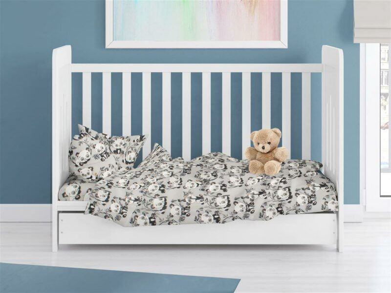 ΠΑΠΛΩΜΑΤΟΘΗΚΗ ΕΜΠΡΙΜΕ bebe Panda Bear 96 120X160 Grey 100% Cotton Flannel