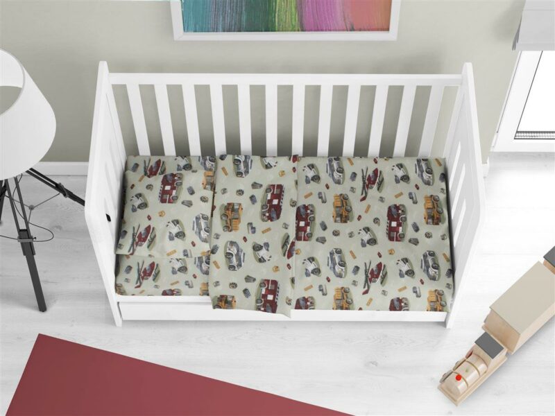 Σεντόνια Εμπριμέ Σετ 3 τεμ bebe Toys 47 120X160 Olive 100% Cotton Flannel