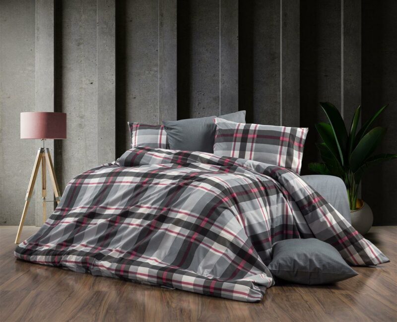 Παπλωματοθήκη Εμπριμέ Εκάβη 424 220X240 Grey-Bordeaux 70/30 Cott/Pol 5174446