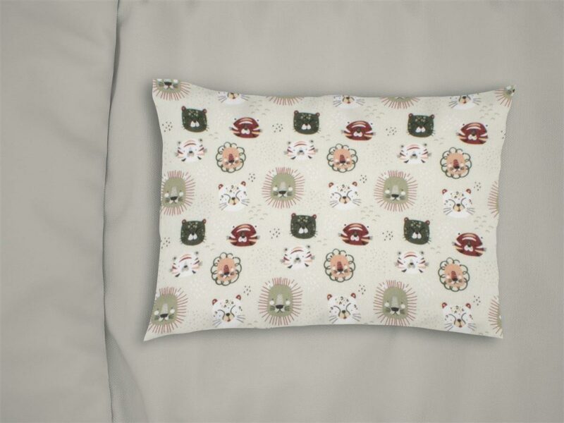 Μαξιλαροθήκη Εμπριμέ bebe Big Cats 27 35X45 Light Olive 100% Cotton 5304867