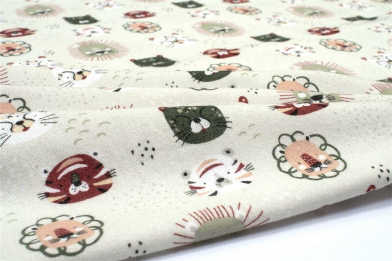 Πάνα Χασέ bebe Big Cats 27 80X80 Light Olive 100% Cotton 5304871