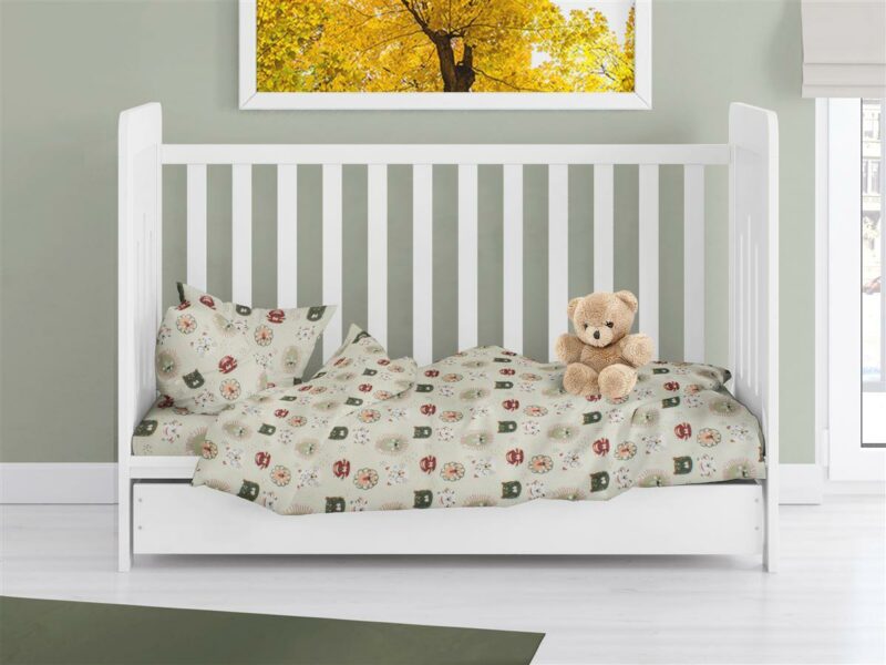 Παπλωματοθήκη Εμπριμέ bebe Big Cats 27 120X160 Light Olive 100% Cotton 5304873