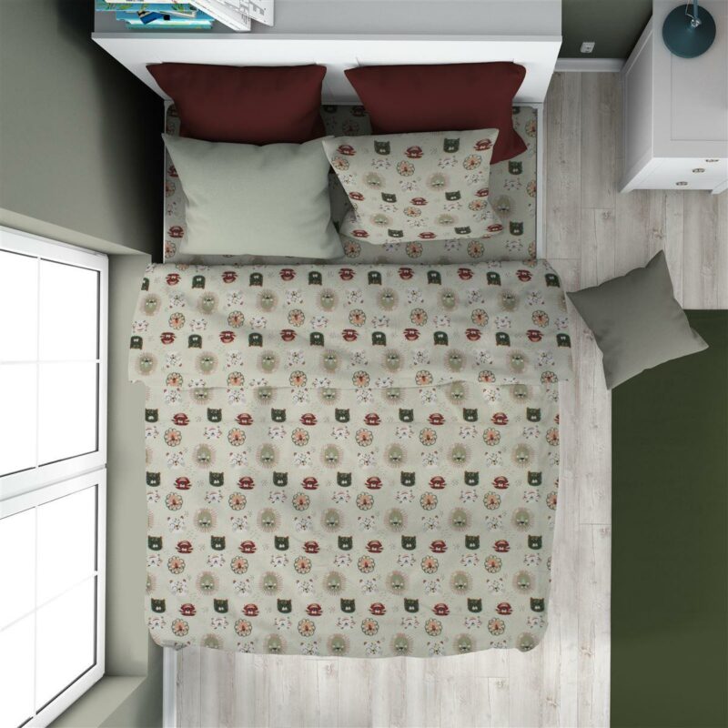 Παπλωματοθήκη Εμπριμέ kids Big Cats 27 160X240 Light Olive 100% Cotton 5304875