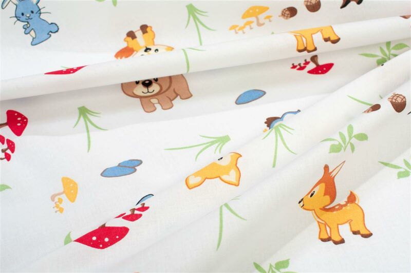 Πάνα Χασέ bebe Forest Animals 570 80X80 White-Sky Blue 100% Cotton 3726108