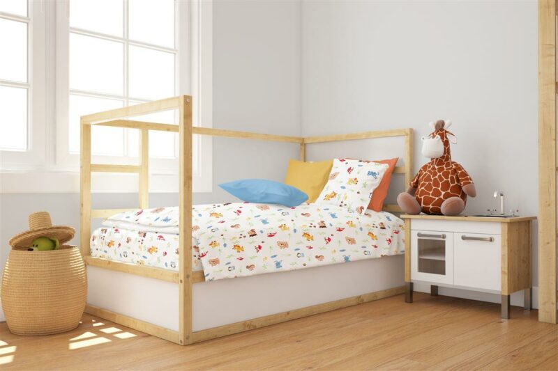 Πάπλωμα Εμπριμέ bebe Forest Animals 570 120X160 White-Sky Blue 100% Cotton 4227645