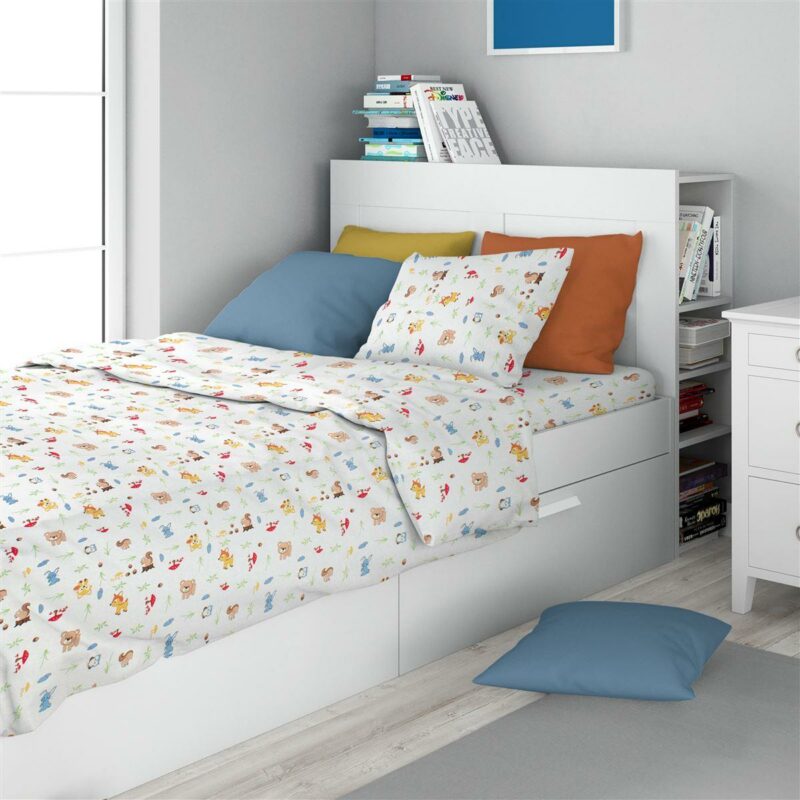 Σεντόνια Εμπριμέ Σετ 2 τεμ kids Forest Animals 570 160X240 White-Sky Blue 100% Cotton 5174666