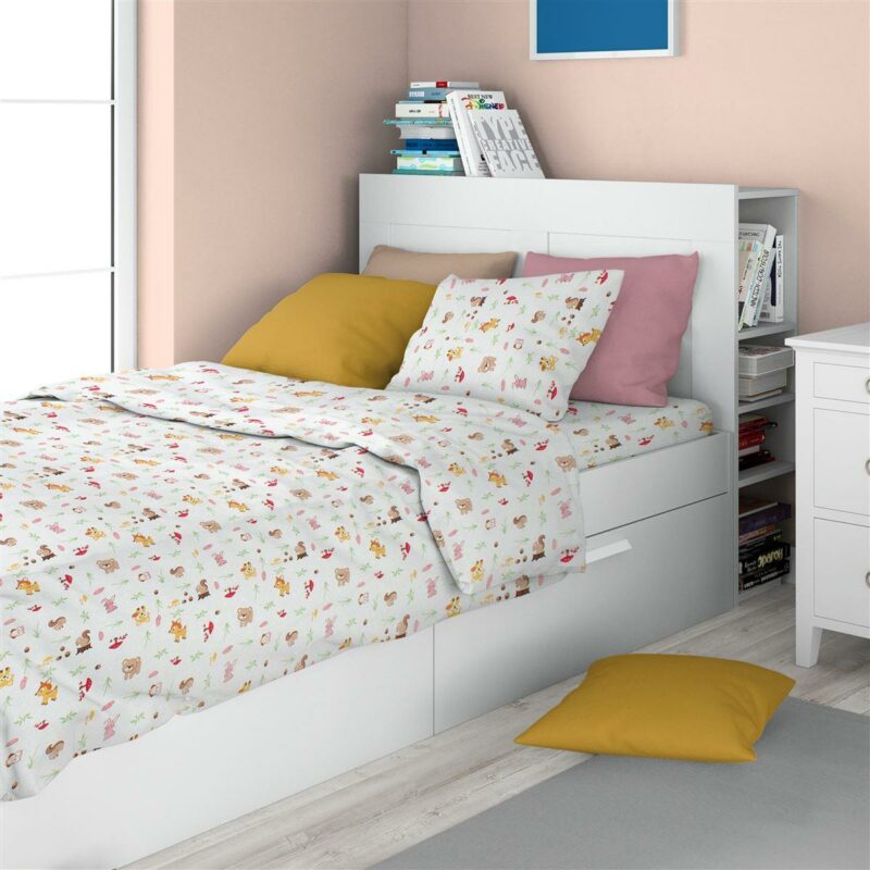 Σεντόνια Εμπριμέ Σετ 2 τεμ kids Forest Animals 571 160X240 White-Pink 100% Cotton 5174671