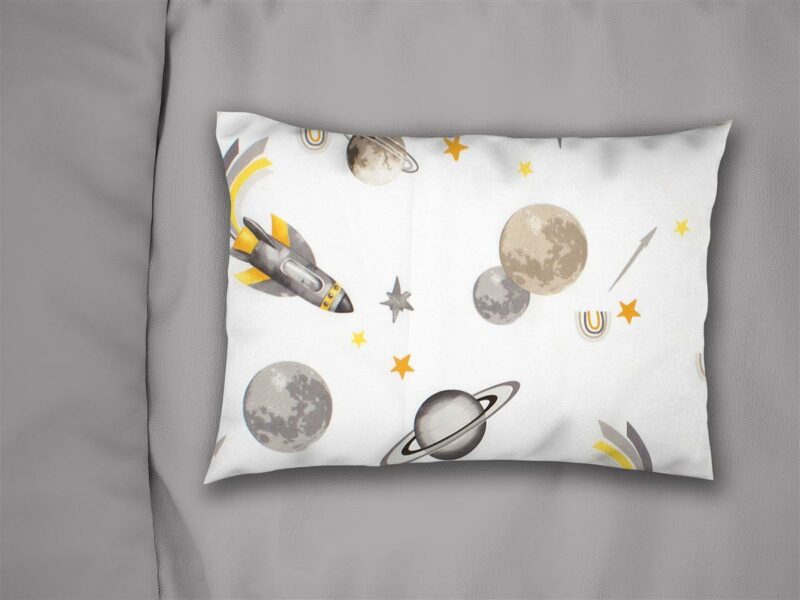Μαξιλαροθήκη Εμπριμέ kids Space Mission 183 50X70 White-Grey 100% Cotton 5174558