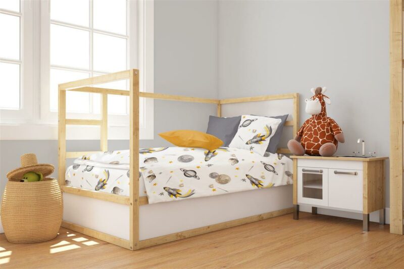 Πάπλωμα Εμπριμέ bebe Space Mission 183 120X160 White-Grey 100% Cotton 4227651