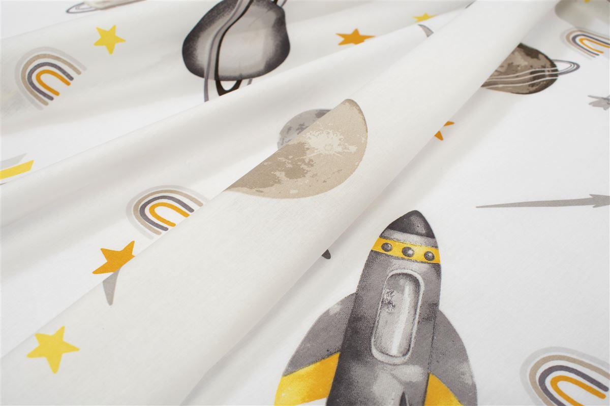 Σεντονάκι Λίκνου bebe Space Mission 183 80X110 White-Grey 100% Cotton