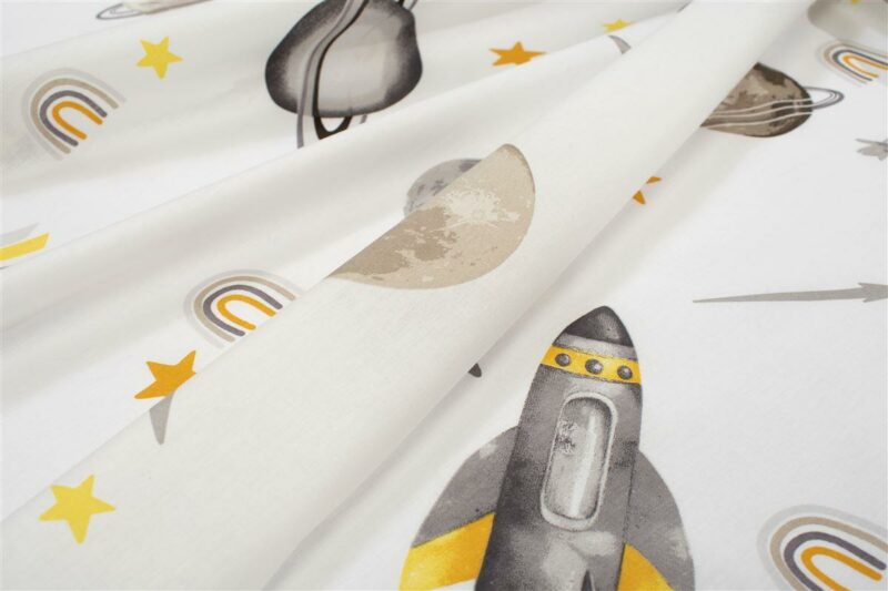 Σεντόνια Εμπριμέ Σετ 2 τεμ kids Space Mission 183 160X240 White-Grey 100% Cotton 5174587