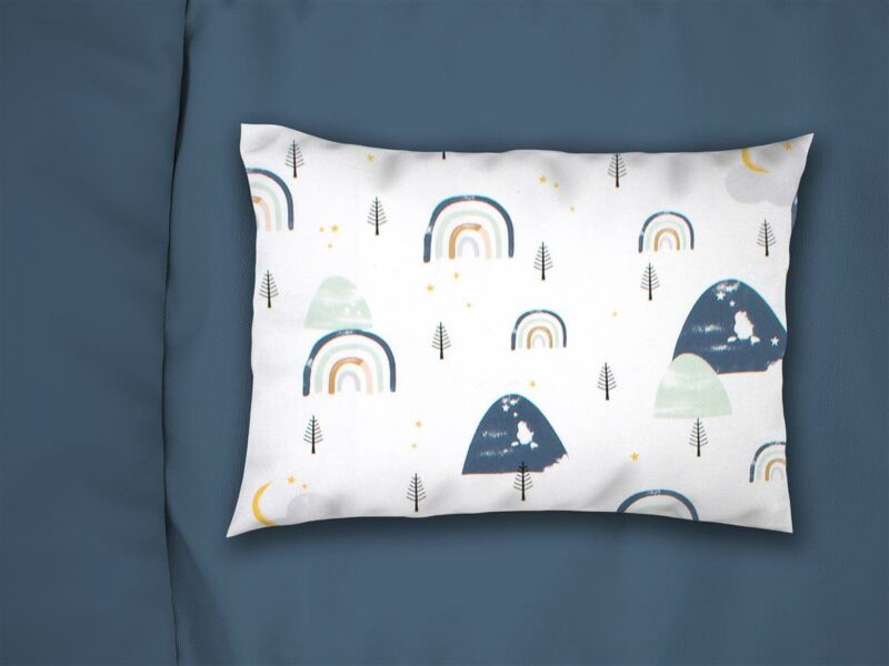 Μαξιλαροθήκη Εμπριμέ kids Rainbow 574 50X70 White-Blue 100% Cotton 5174628