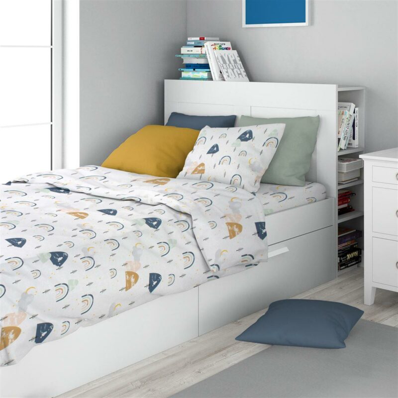 Σεντόνια Εμπριμέ Σετ 2 τεμ kids Rainbow 574 160X240 White-Blue 100% Cotton 5174590
