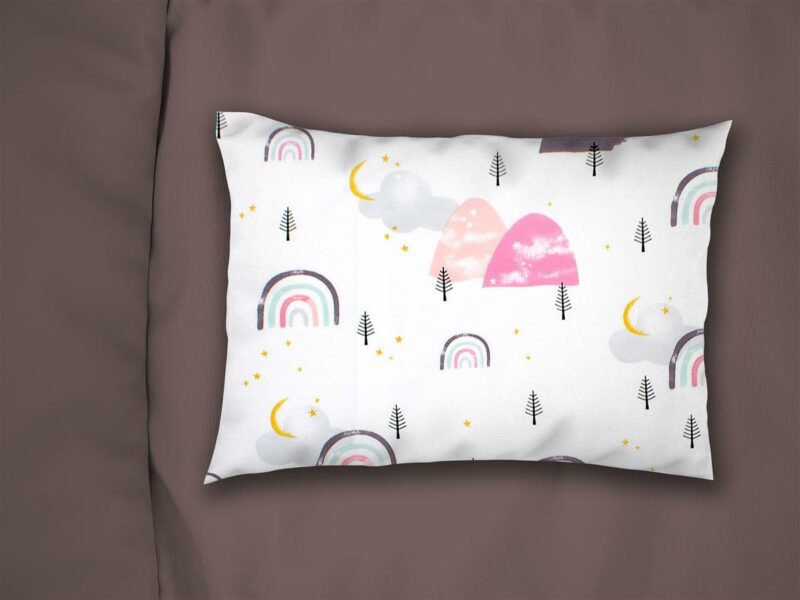 Μαξιλαροθήκη Εμπριμέ bebe Rainbow 575 35X45 White-Pink 100% Cotton 5304901