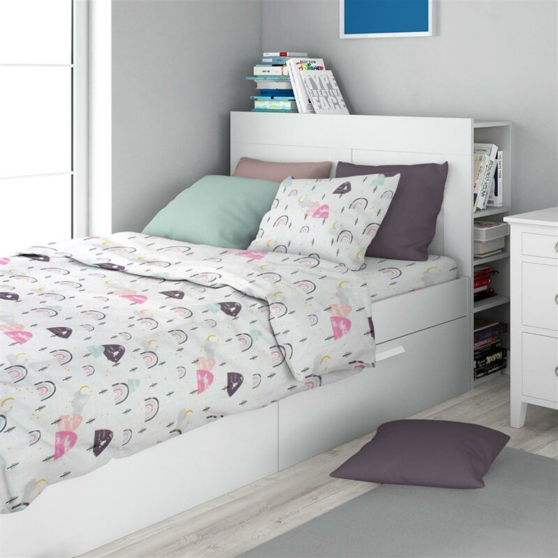 Σεντόνια Εμπριμέ Σετ 3 τεμ kids Rainbow 575 160X240 White-Pink 100% Cotton 5304898