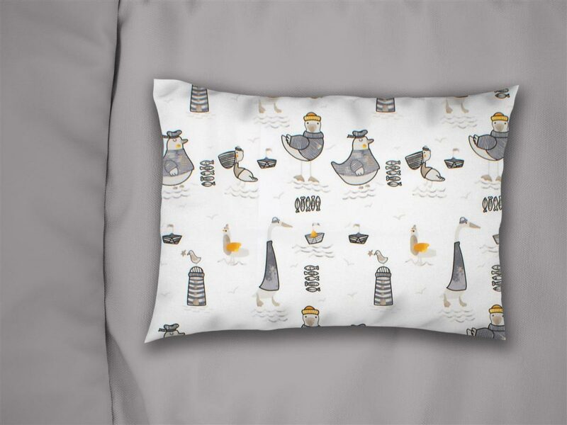 Μαξιλαροθήκη Εμπριμέ kids Seabirds 578 50X70 White-Grey 100% Cotton 5174631
