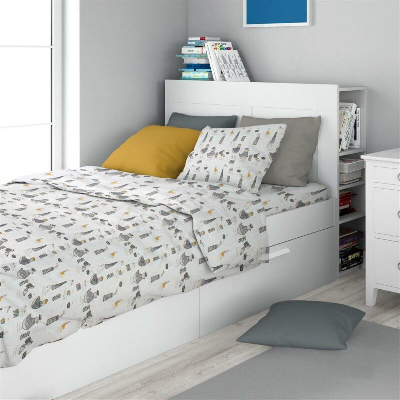 Σεντόνια Εμπριμέ Σετ 3 τεμ kids Seabirds 578 160X240 White-Grey 100% Cotton 5174619