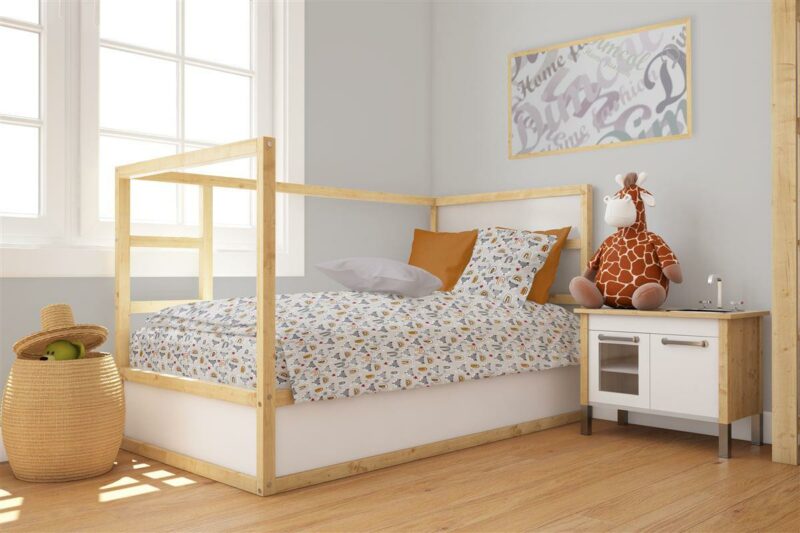 Παπλωματοθήκη Εμπριμέ bebe Fox 527 120X160 Grey 100% Cotton 5174721