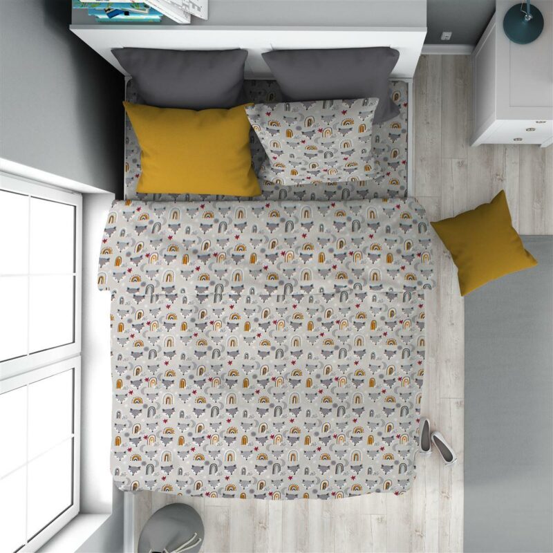 Παπλωματοθήκη Εμπριμέ kids Fox 527 160X240 Grey 100% Cotton 5174725