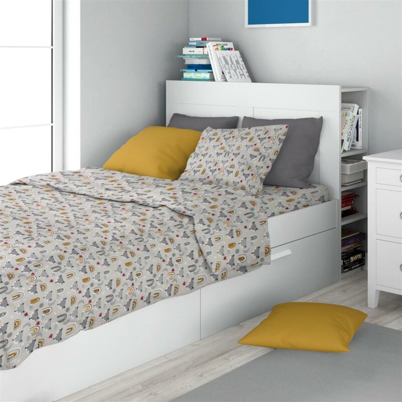 Σεντόνια Εμπριμέ Σετ 2 τεμ kids Fox 527 160X240 Grey 100% Cotton 5174739