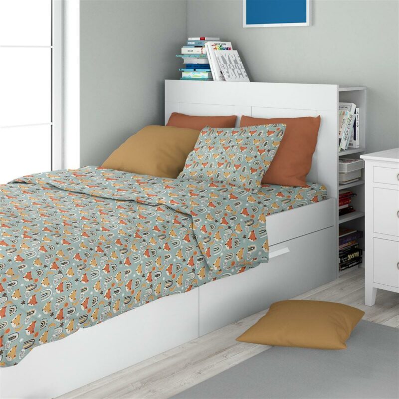 Σεντόνια Εμπριμέ Σετ 2 τεμ kids Fox 528 160X240 Pale Cyan 100% Cotton 5174734