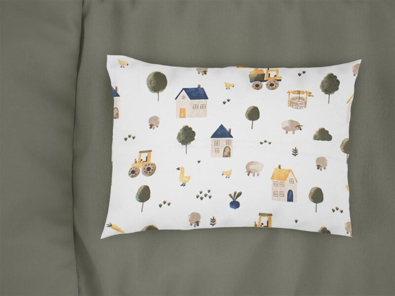 Μαξιλαροθήκη Εμπριμέ kids Village 579 50X70 White-Green 100% Cotton 5175030