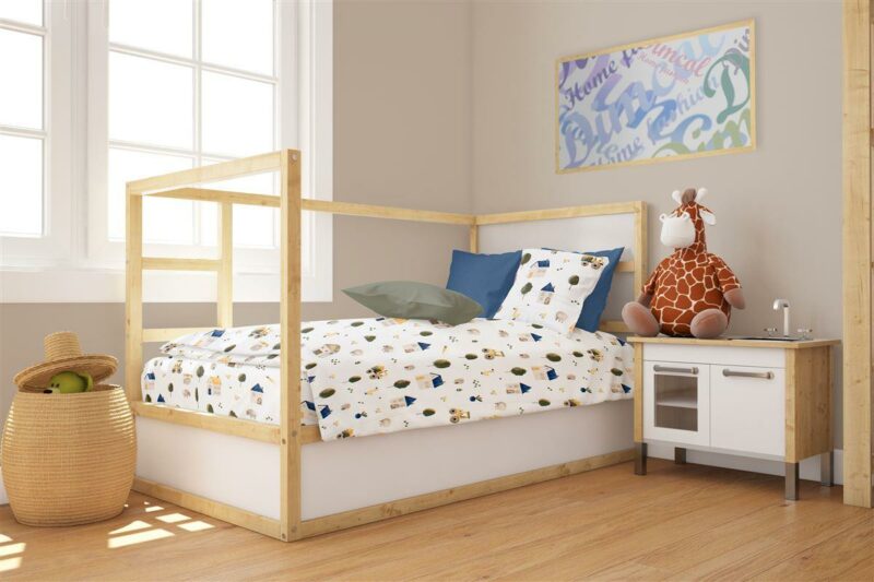 Πάπλωμα Εμπριμέ bebe Village 579 120X160 White-Green 100% Cotton 4227760