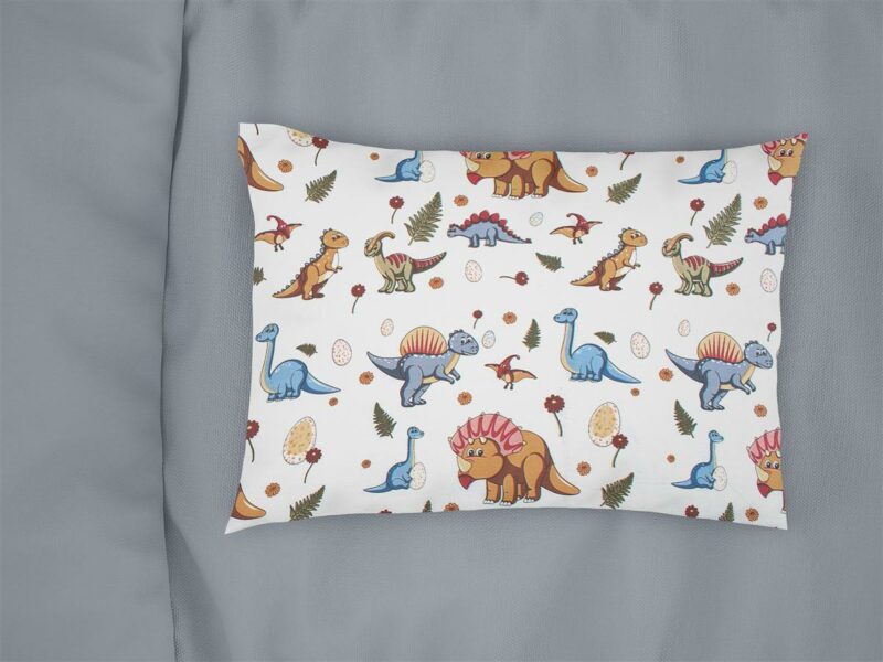 Μαξιλαροθήκη Εμπριμέ kids Dinosaur 519 50X70 White-Blue 100% Cotton 5174913