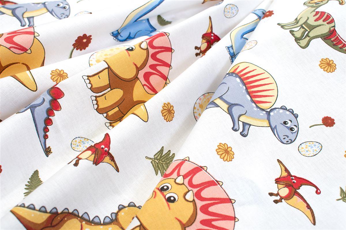 Πάνα Χασέ bebe Dinosaur 519 80X80 White-Blue 100% Cotton
