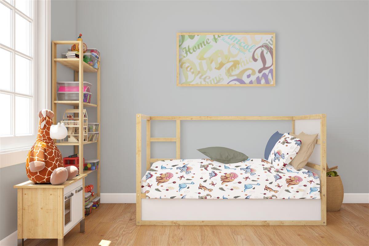 Σεντόνια Εμπριμέ Σετ 3 τεμ bebe Dinosaur 519 120X160 Wh