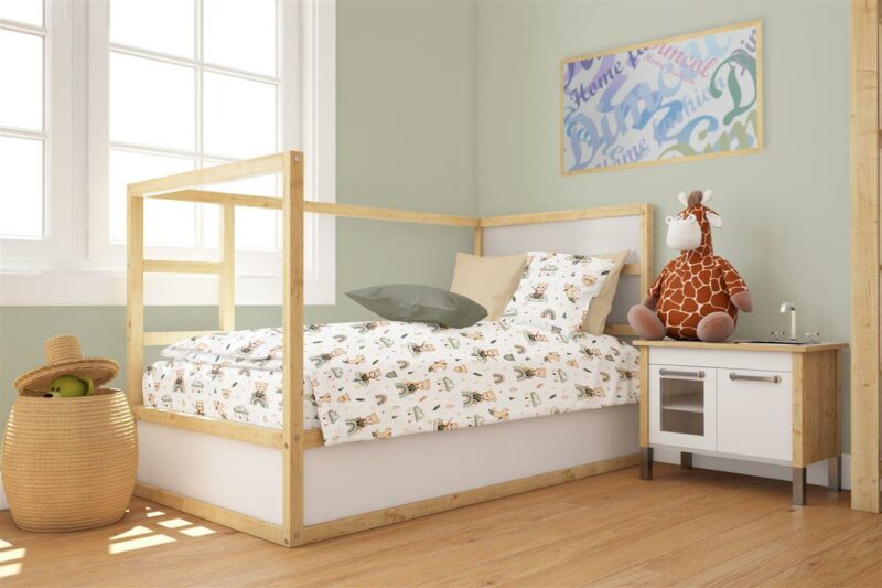 Πάπλωμα Εμπριμέ bebe Cloudy Bear 581 120X160 White-Olive 100% Cotton 4531906