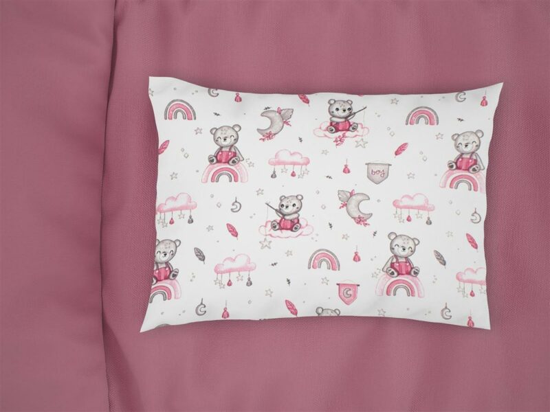 Μαξιλαροθήκη Εμπριμέ kids Cloudy Bear 582 50X70 White-Pink 100% Cotton 5174920