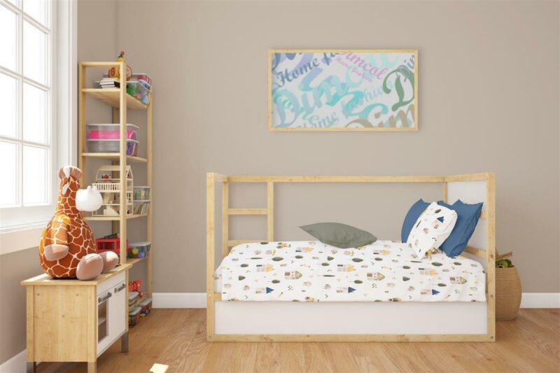 Σεντόνια Εμπριμέ Σετ 3 τεμ bebe Village 579 120X160 White-Green 100% Cotton 5174974