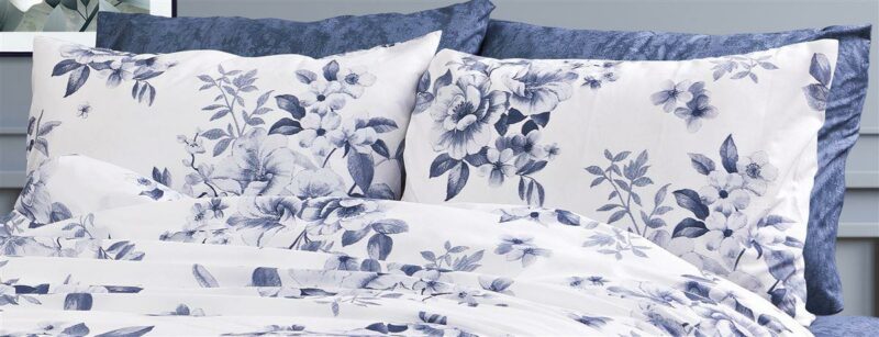 Μαξιλαροθήκη Εμπριμέ Βερονίκη 486 50X70 White-Blue 70/30 Cott/Pol 5304907