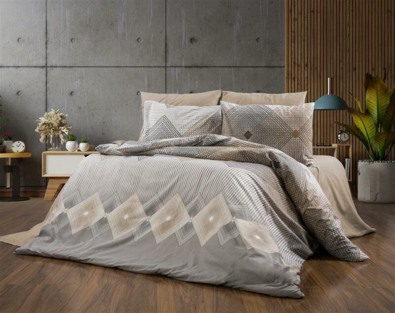 Παπλωματοθήκη Εμπριμέ Καλλιρόη 603 220X240 Grey-Mocha 70/30 Cott/Pol 5175355