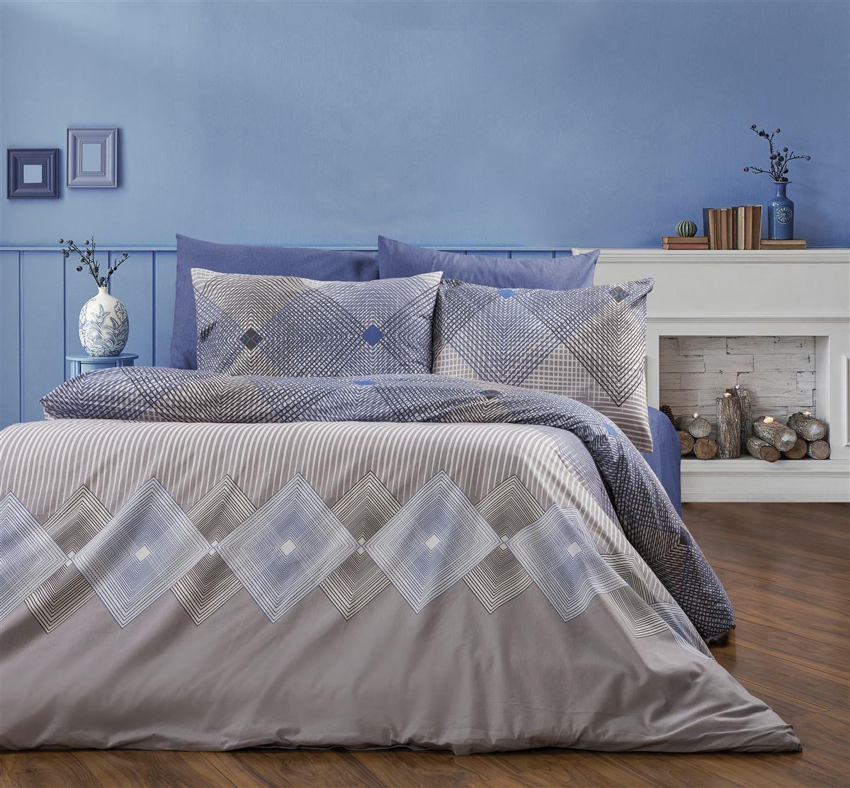 Παπλωματοθήκη Μονή (160×240) Dimcol Καλλιρόη 604 Grey-Blue