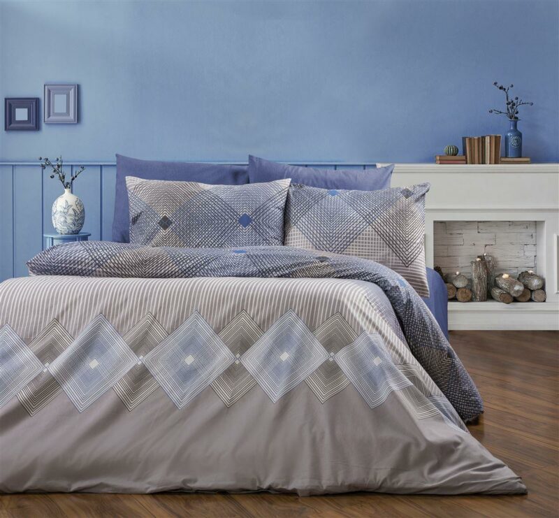 Παπλωματοθήκη Εμπριμέ Καλλιρόη 604 220X240 Grey-Blue 70/30 Cott/Pol 5175357