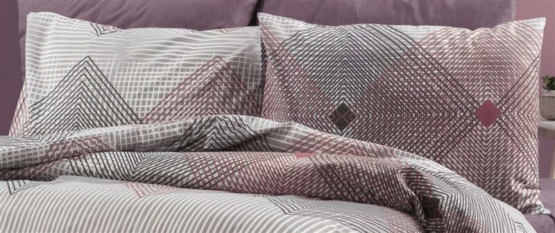 Μαξιλαροθήκη Εμπριμέ Καλλιρόη 606 50X70 Grey-Burgundy 70/30 Cott/Pol 5175294