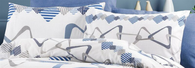 Μαξιλαροθήκη Εμπριμέ Δαρεία 489 50X70 White-Blue 70/30 Cott/Pol 5175272